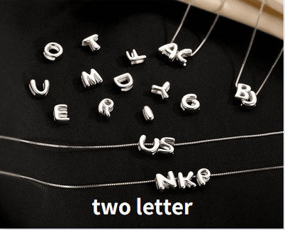 Sterling Silver Collarbone Chain Alphabet Necklace