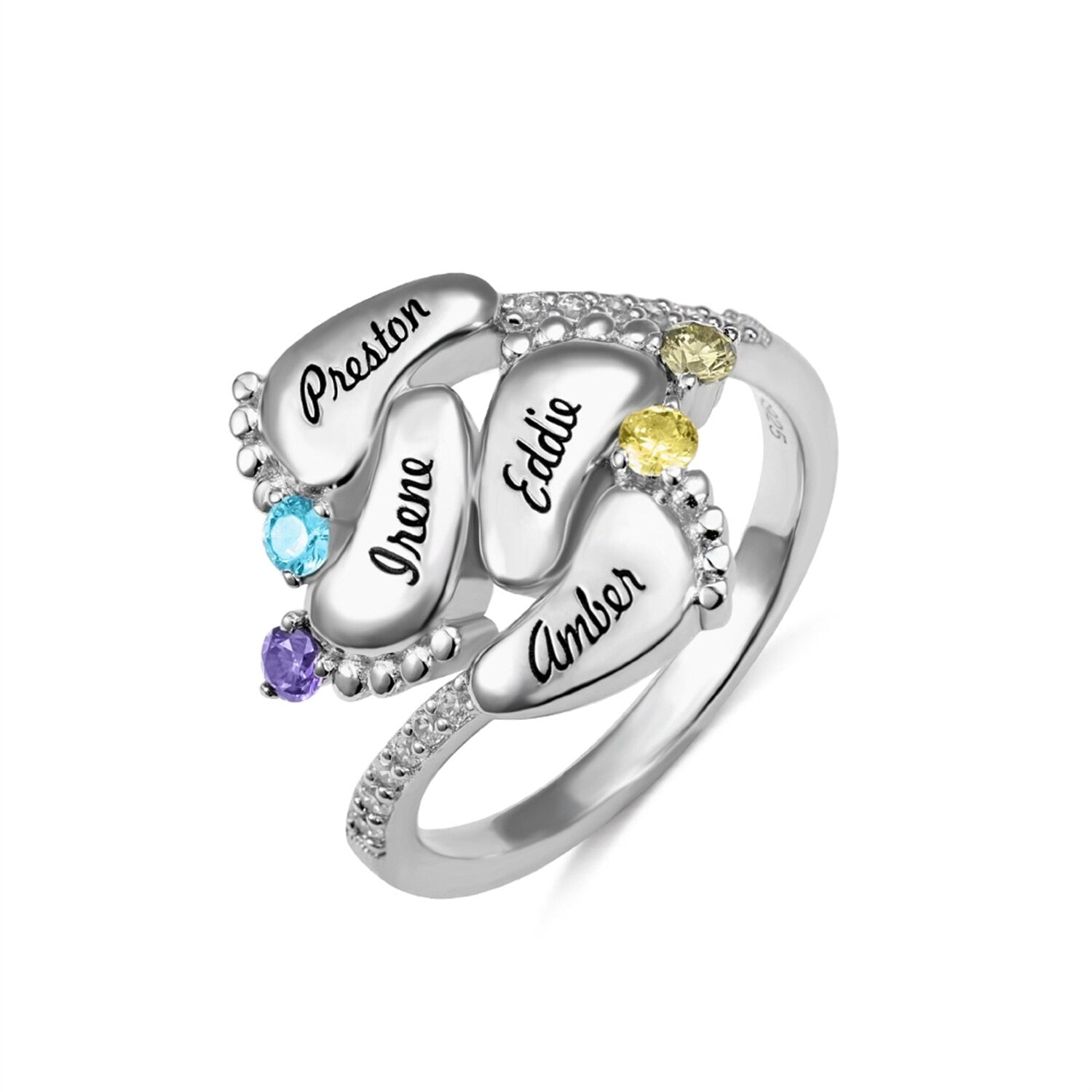 S925 Foot Name Ring
