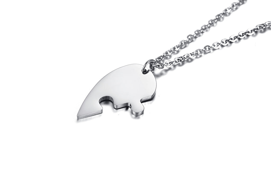 Titanium Steel Heart-Shaped Two-Piece Puzzle Necklace