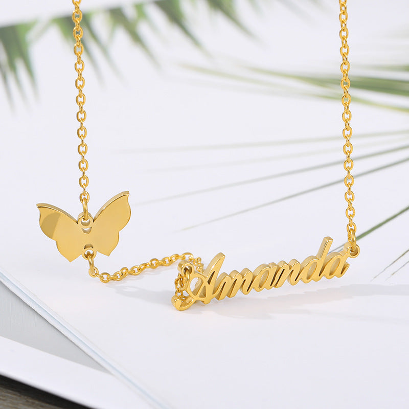 Personalized Butterfly Name Necklace