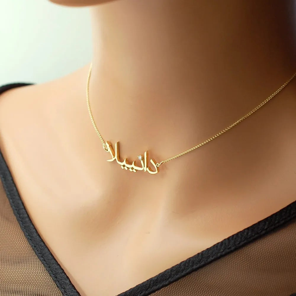 Personalized Arabic Zircon 18K Plated Necklace
