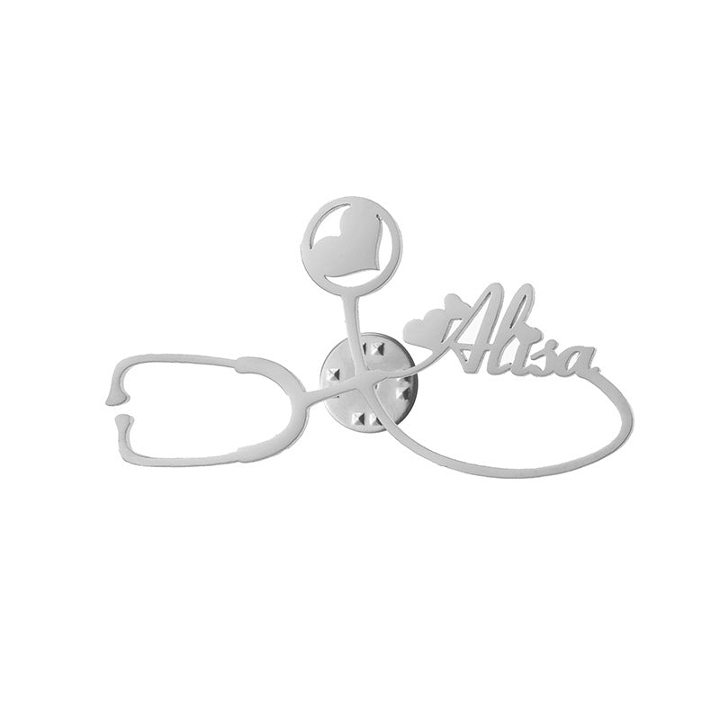Stainless Steel Custom Stethoscope Brooch Medical Professional