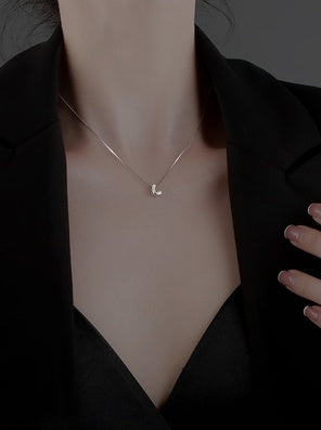 Sterling Silver Collarbone Chain Alphabet Necklace