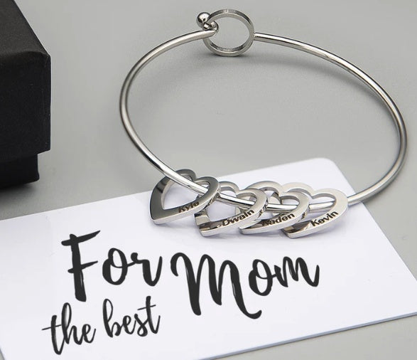 Titanium Steel Hollow Heart Charm Bracelet