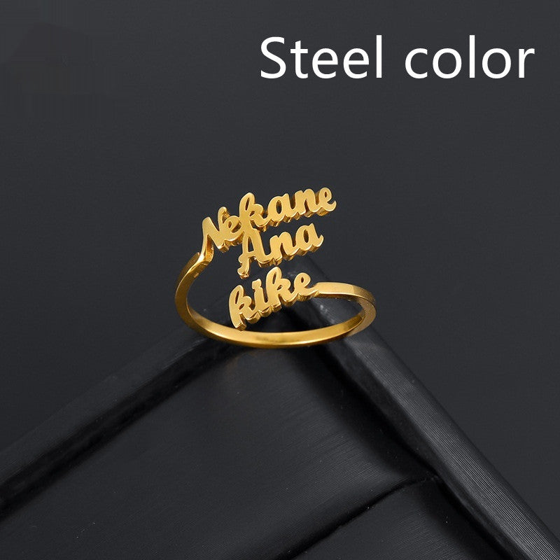 English Letter Titanium Steel Ring