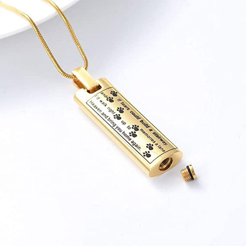 Cylindrical Pet Urn Necklace Openable