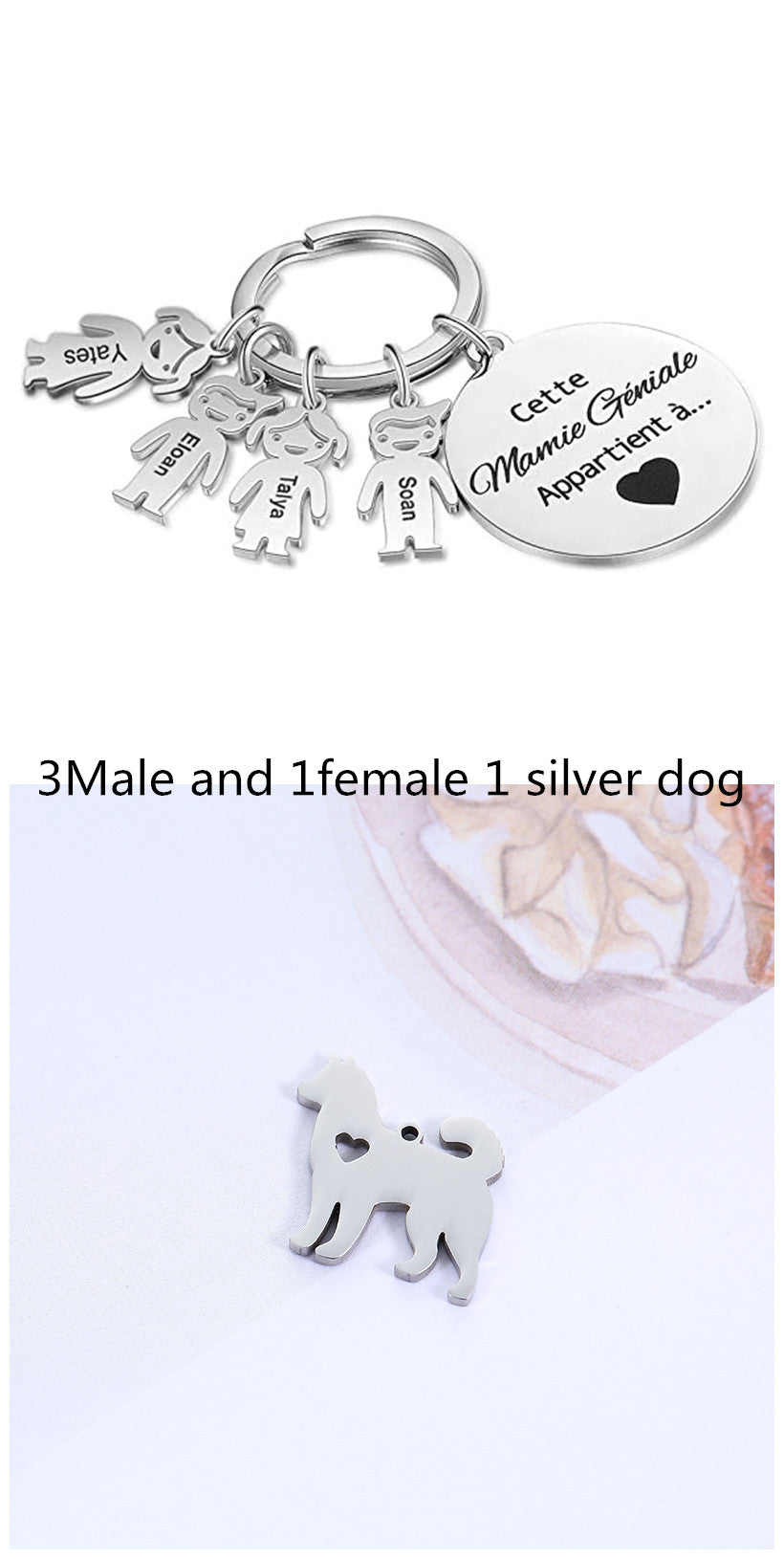 Stainless Steel Family Custom Keychain