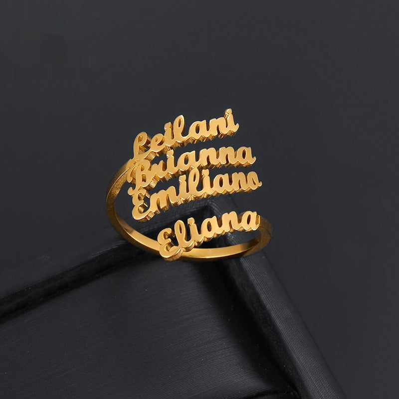 English Letter Titanium Steel Ring