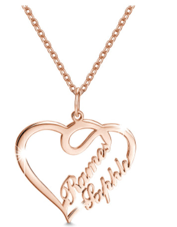 Double Name Personalized Heart Necklace