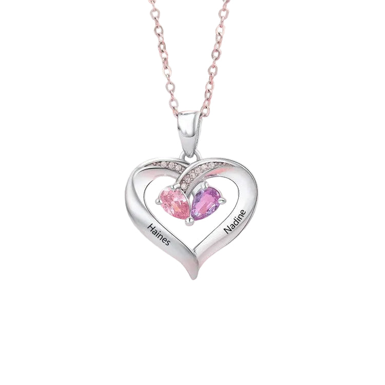 Heart-shaped Custom Gem Pendant Necklace