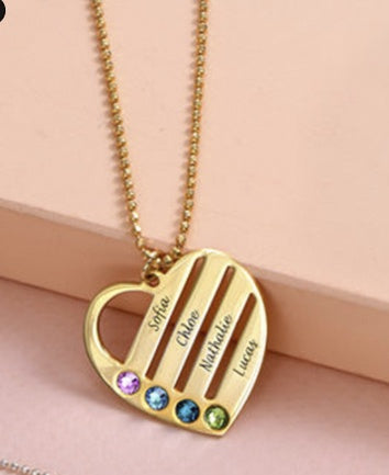 Custom Engraved Name S925 Silver Birthstone Necklace