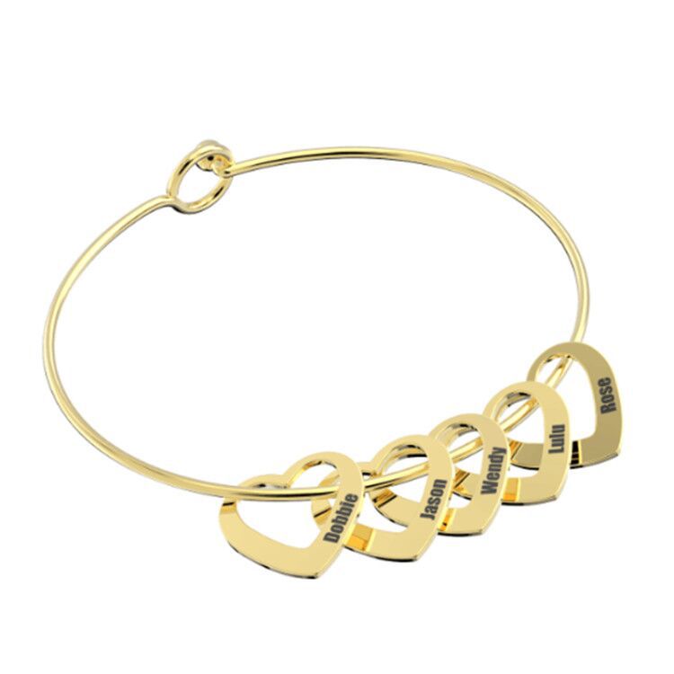Titanium Steel Hollow Heart Charm Bracelet