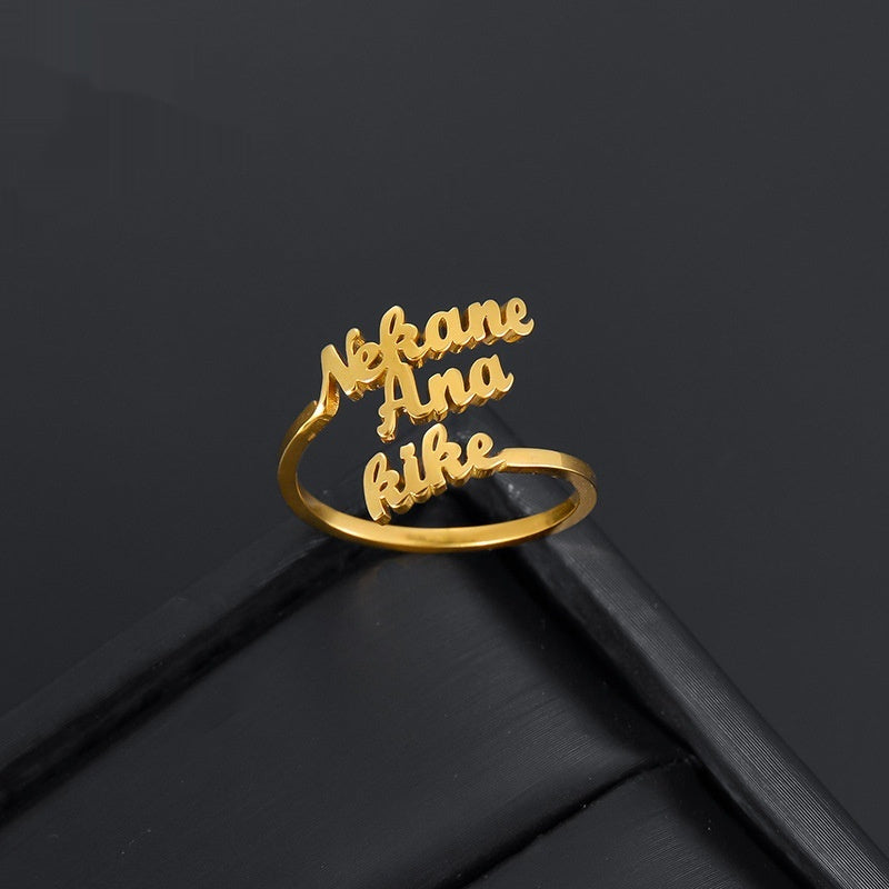 English Letter Titanium Steel Ring