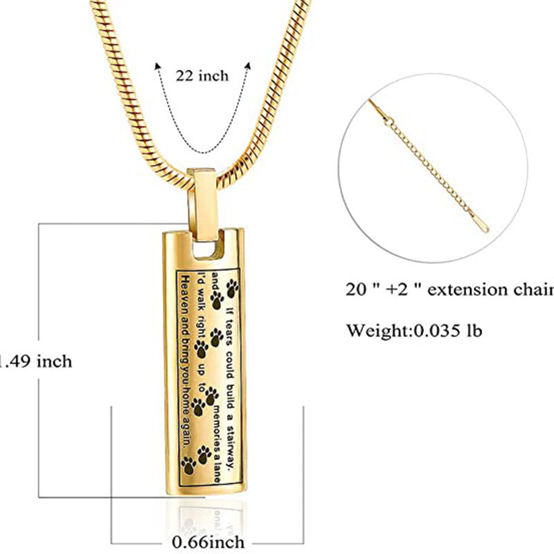Cylindrical Pet Urn Necklace Openable