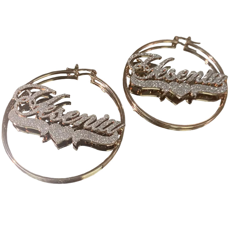 Stainless Steel Zircon Name Earrings Personalized