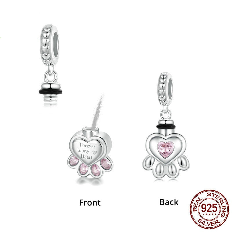 Heart Paw Pet Urn Charm Only