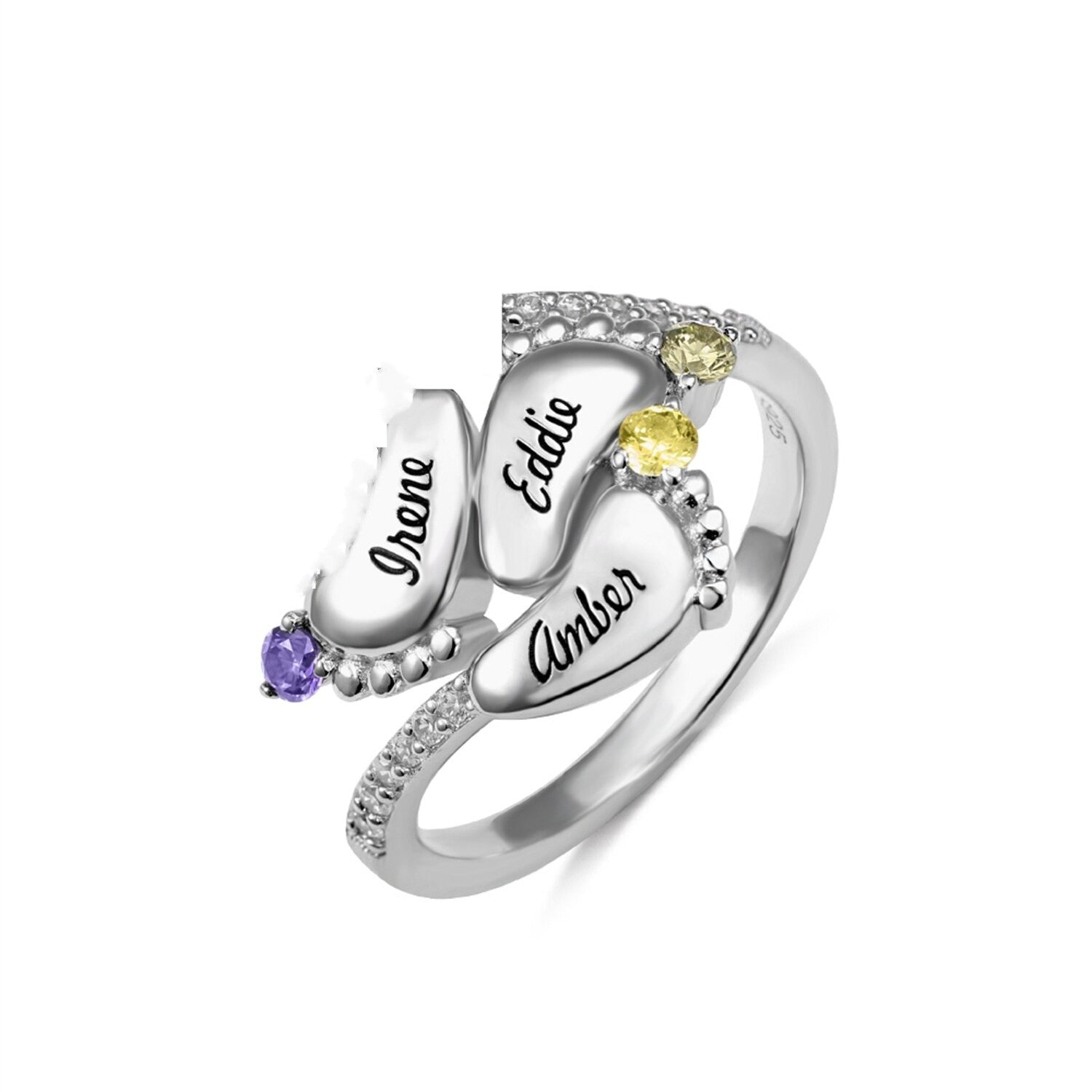 S925 Foot Name Ring
