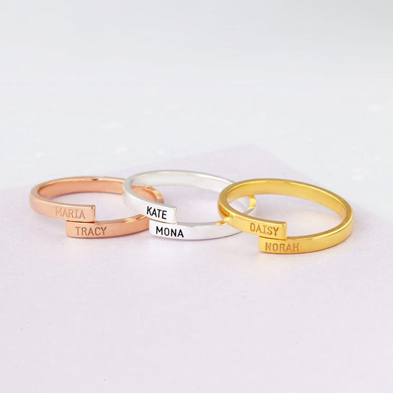 Couple Custom Name Ring Gold Plated
