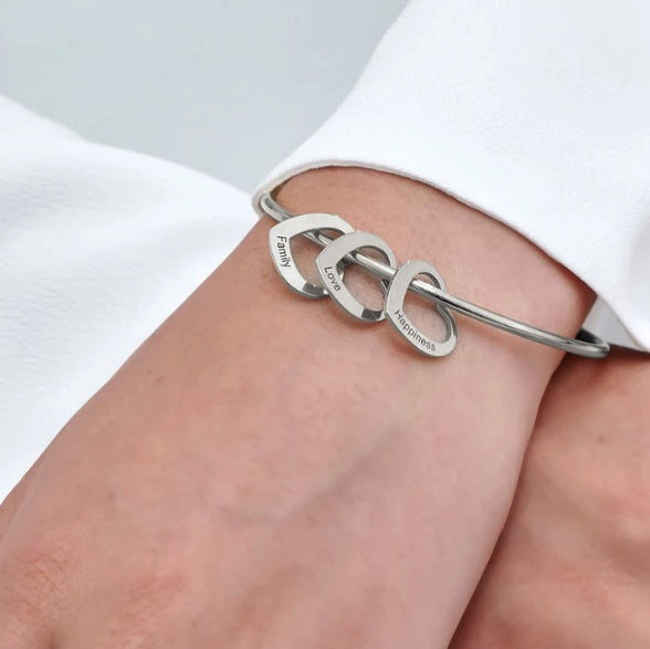 Titanium Steel Hollow Heart Charm Bracelet