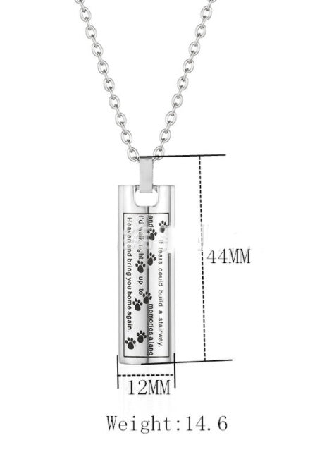Cylindrical Pet Urn Necklace Openable